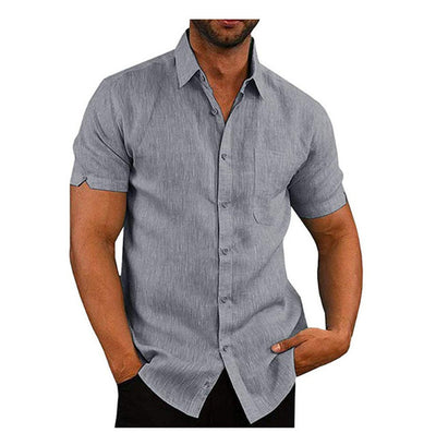 Men Short Sleeve Summer Solid Shirts Casual Loose Tops Tee