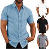 Men Short Sleeve Summer Solid Shirts Casual Loose Tops Tee